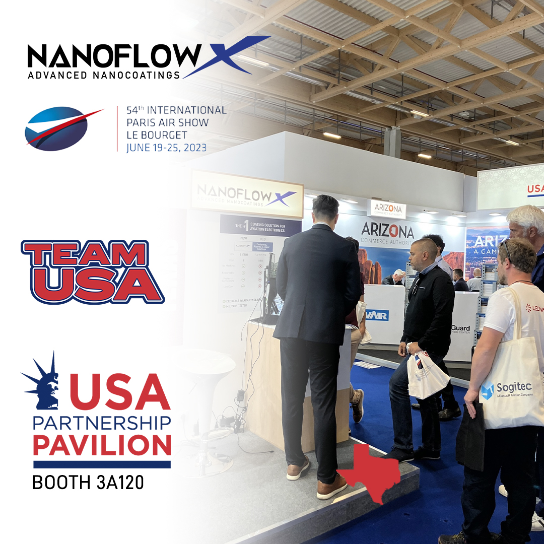 NanoFlowX's tweet photo. Efficiently Weatherproof Your Aviation Electronics with Confidence. Introducing our Innovative 2-Step, 2-Minute Coating Solutions. Join NanoFlowX us at the 54th International Paris Air Show 🇫🇷✈️🇺🇸  

#NanoFlowX #ParisAirShow #PAS2023 #ParisAirShow2023 https://t.co/ePWQLjGLdo