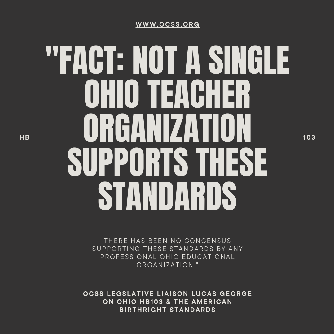 OhioCouncilSS's tweet photo. HB103 wants you to believe Ohio social studies teachers don't teach facts. Well OCSS Legislative Liaison @heyitsMrGeorge has a fact for you. Not one Ohio teacher organization supports the standards proposed by HB103.

Learn more at the links below: 🧵 https://t.co/reCNWFfD9X