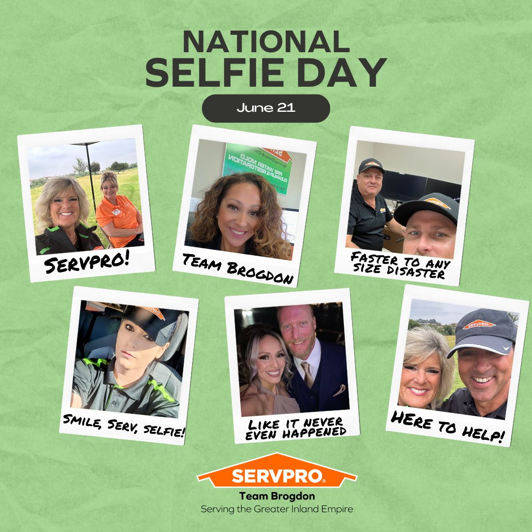 📸 Smile, Serv, and Selfie! 🤳 Celebrating #NationalSelfieDay with the amazing SERVPRO Team Brogdon. We're always ready to restore, with smiles that shine as bright as our results! #SERVPRO #RestorationPros

#WaterDamage #FireDamage #ChinoHillsCA #Construction #EmergencyReadyPlan