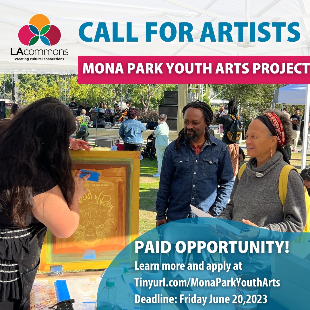 #ArtistCall- LA Commons is searching for a Lead Printmaking Artist to work with a core Youth Arts Team (Age 15-25) to plan curriculum and lead the facilitation of a 6-week screen printing workshop at Mona Park Recreation Center. 🔗Learn more: tinyurl.com/MonaParkYouthA…