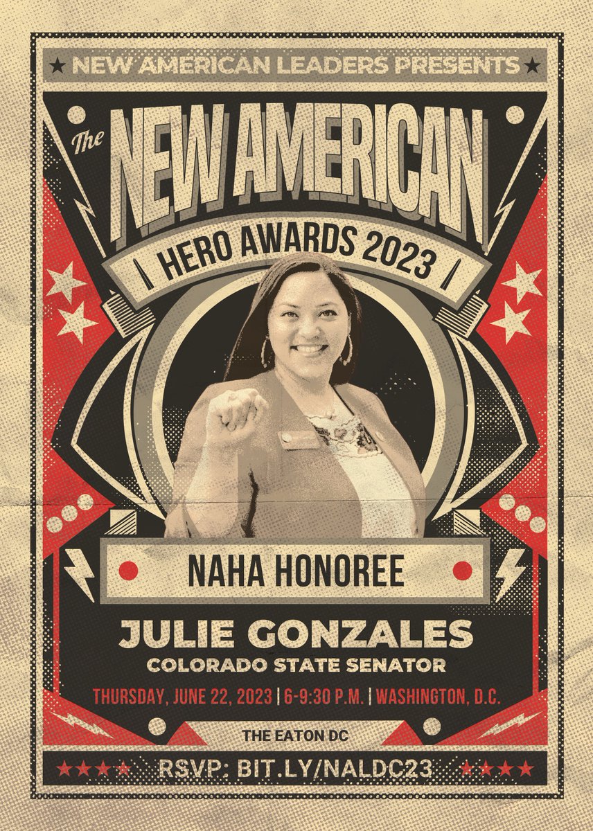 Get ready to applaud our next #NAHA2023 honoree, <a href="/SenadoraJulie/">Senadora Julie</a>!

Senator Gonzales is a powerhouse in Colorado politics, fiercely representing Senate District 34. Her passion, commitment, and dedication to inclusivity and democracy is why we’re so proud to honor her tomorrow!