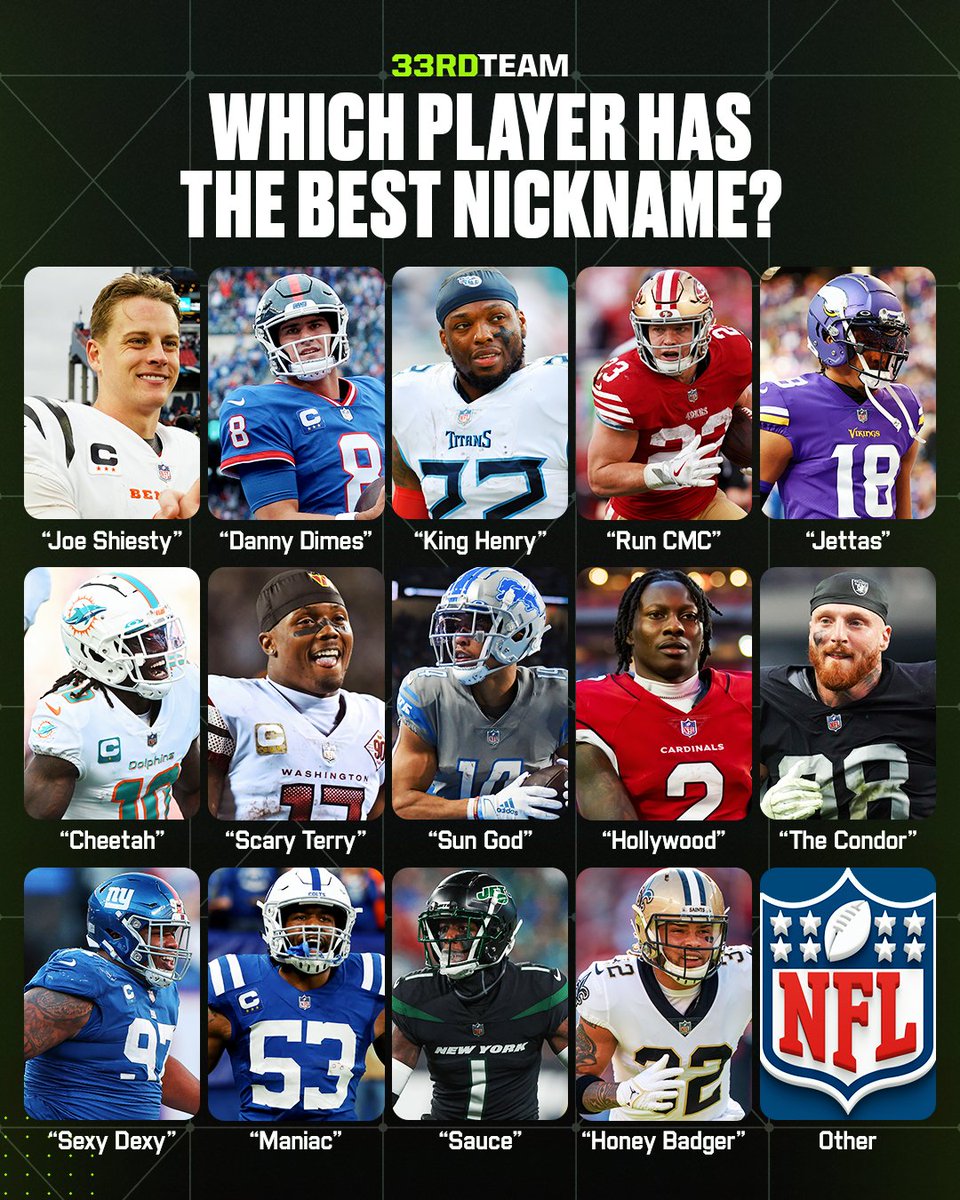 Make your pick for the best nickname in the NFL