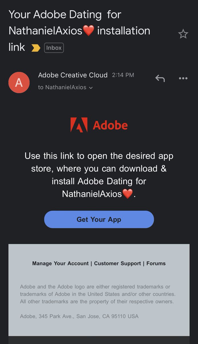 Umm <a href="/Adobe/">Adobe</a>, you running some dating apps now? 💀 Who put my partner on this list?

#WhosPranking