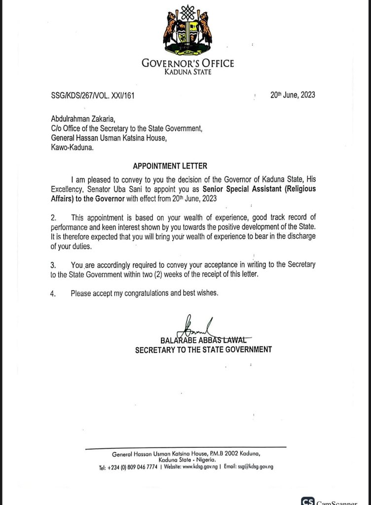 B_ELRUFAI's tweet photo. I would like to use this medium to thank my permanent and pensionable boss, His Excellency Senator @UbaSaniUs, the Governor of Kaduna for appointing four members of my campaign council. These four individuals advised and guided me during the campaign. May they serve well. https://t.co/GkNu24ikTD