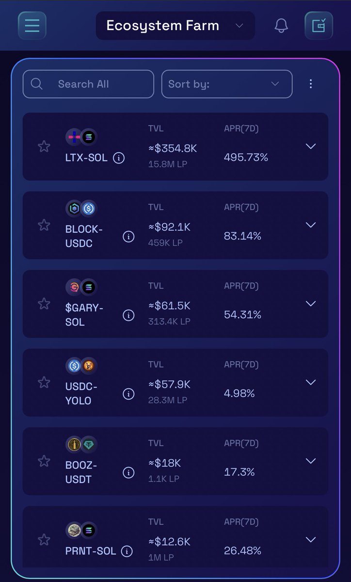We are excited to announce that our LTX/SOL farming pool is ranked first on <a href="/RaydiumProtocol/">Raydium</a>! 🏆
With an impressive TVL of 354.8K LP. 😳🤯
Thank you to all our users for your ongoing support. 🔥❤️
 #DeFi #Crypto #LTX #SOL #blockchain #adultcontents #raydium <a href="/RoccoSiffrediXX/">Rocco Siffredi</a>