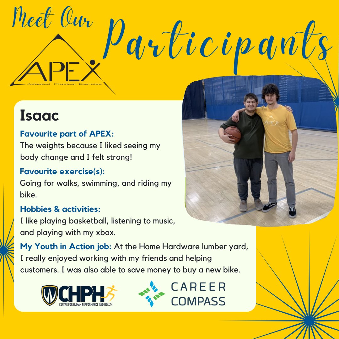 🚨Introducing a new series🚨

Meet Our APEX Participants! 

First up we have Isaac! Check out the post to learn more about Isaac, including his favourite part of APEX 😁➡️