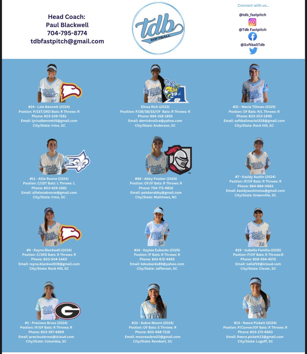 TDB Softball (@softballtdb) on Twitter photo I’m sure there will be some changes in the schedule. Hopefully not 🙏🏼🤞🏼🙏🏼🤞🏼! We will try to keep everyone updated but please feel free to call or text. Coach Paul 704-795-8774 <a href="/ConnectSports_/">Connect Sports</a> I’m sure there will be some changes in the schedule. Hopefully not 🙏🏼🤞🏼🙏🏼🤞🏼! We will try to keep everyone updated but please feel free to call or text. Coach Paul 704-795-8774 <a href="/ConnectSports_/">Connect Sports</a>