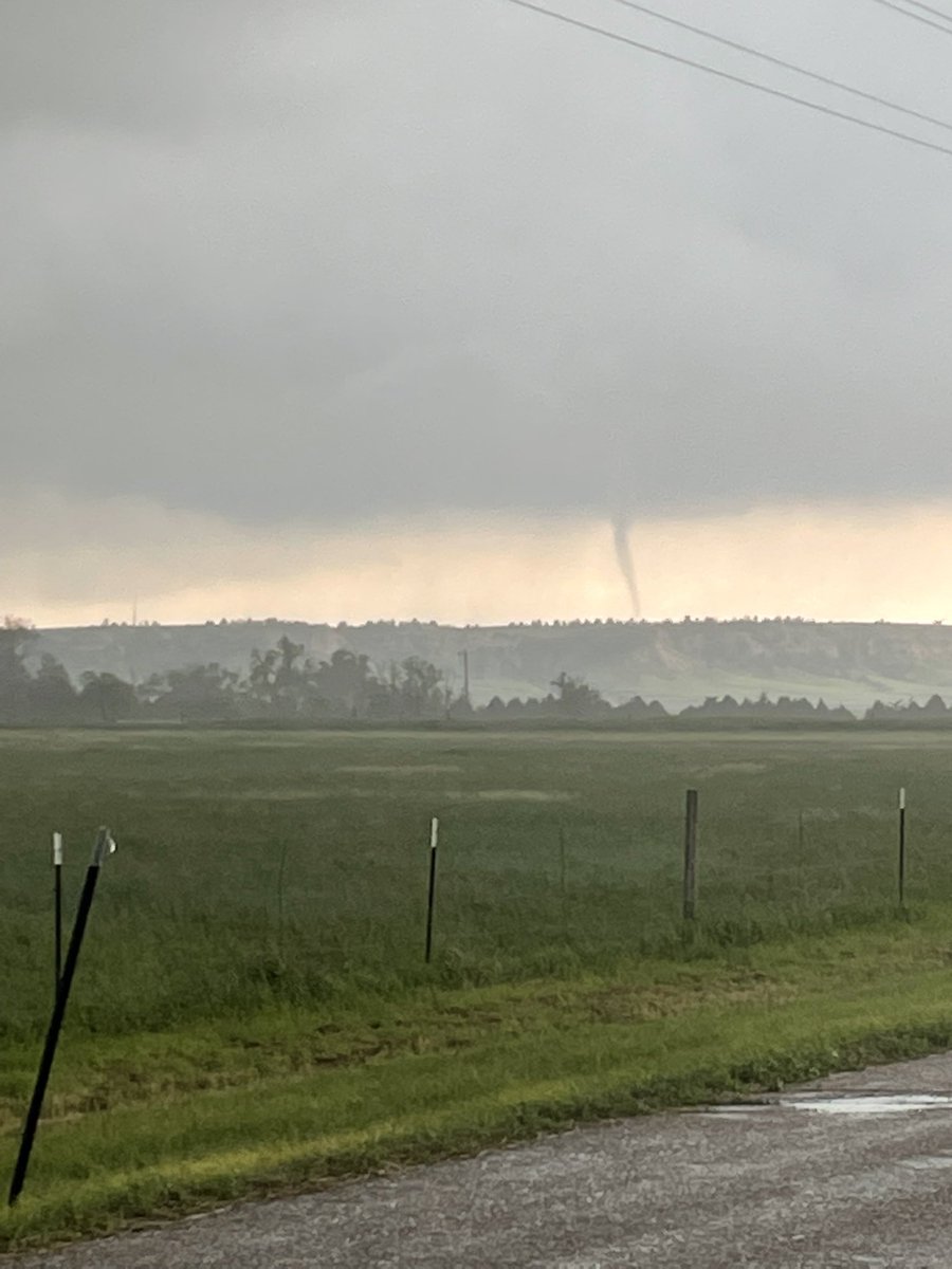 Brief Tornado in Far SE Laramie County south of Pine Bluffs photo taken at 2:56 pm @NWSCheyenne #WYwx