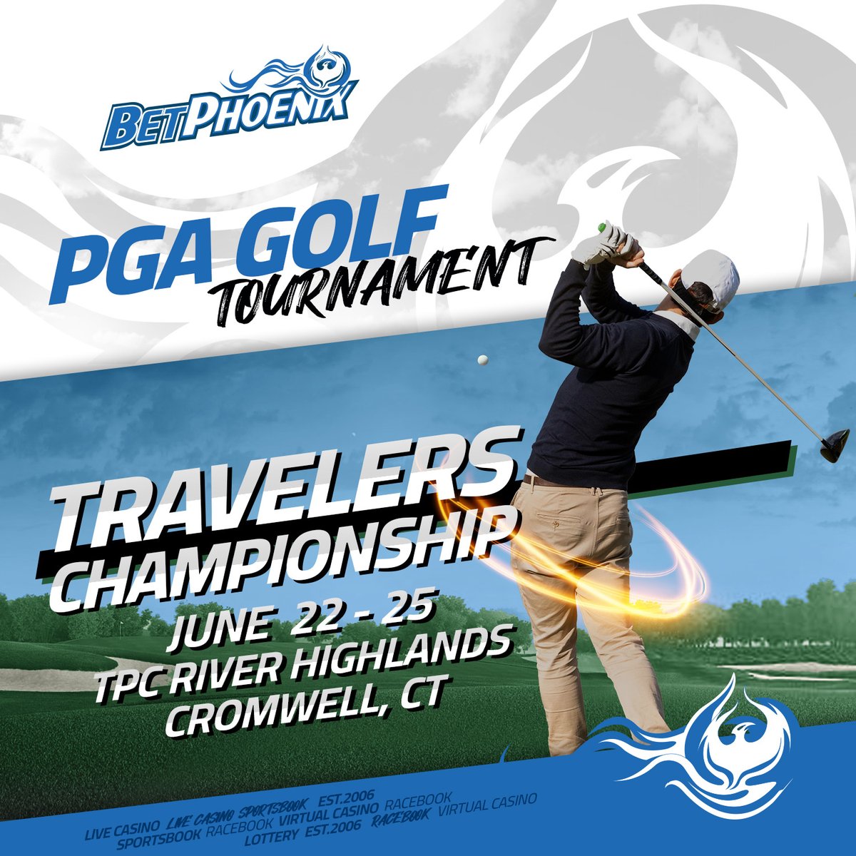 The #PGATour Travelers Championship🔥
💵Join #BetPhoenix & Get $100, Check📌

🏌️‍♂️#TravelersChampionship
⛳️June 21-25 @ #TPCRiverHighlands

The field is loaded for New England's #PGA stop.
Get in on the daily action!🏆

#Golf #GolfTalk #GolfPicks #SportsBetting #BettingTwitter