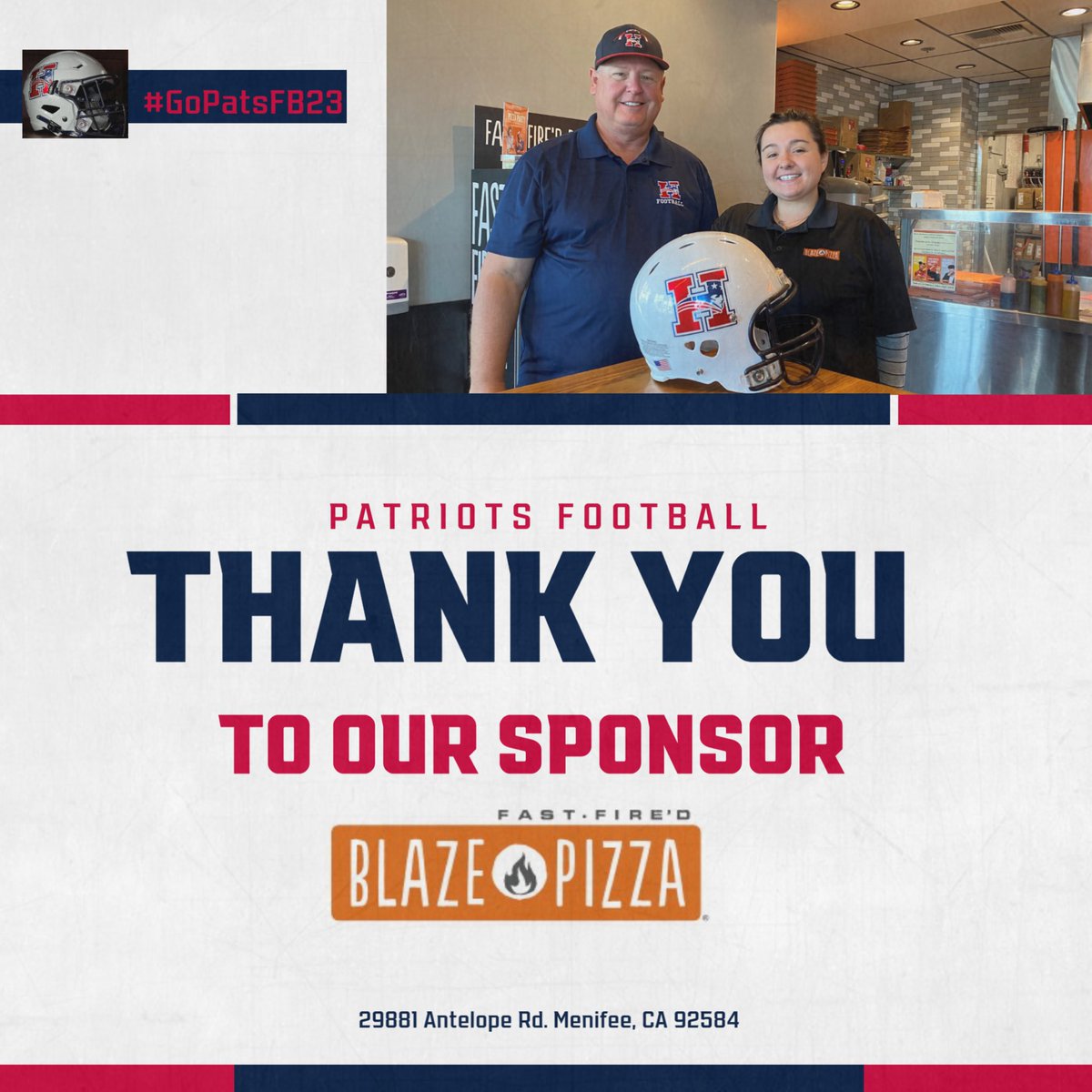 Thank You for your sponsorship! We appreciate the community support!#GoPatsFB23