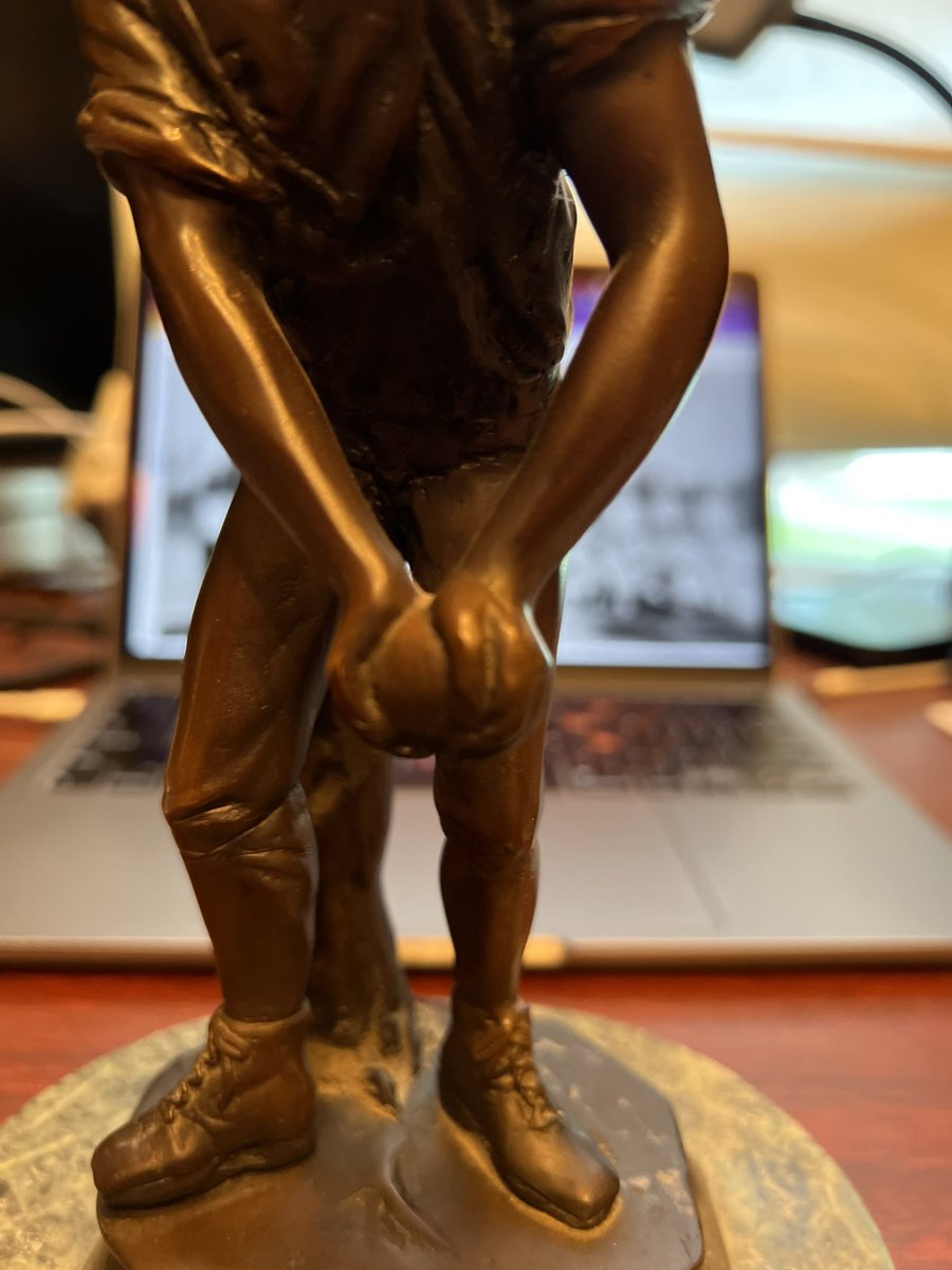 I have had this in my collection since the 1980s when I bought it at an antique barn in NY. 

Any ideas on this?  
Solid #baseball figure on a marble base with #CEDallin name on it. 

#thehobby #vintagebaseball #statue #topps #cards