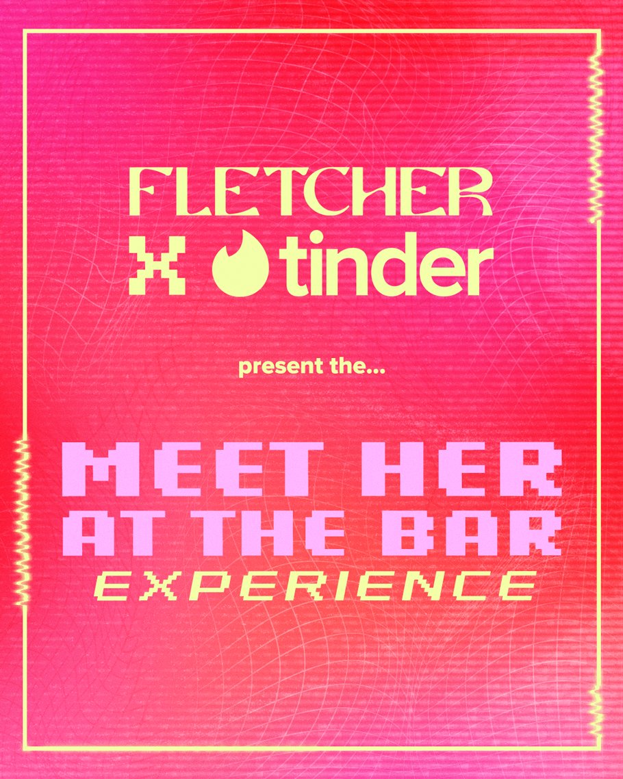 Tinder's tweet photo. ONE WEEK LEFT TO MEET US AT THE BAR! 🏳️‍🌈 Celebrate Pride with us at the Meet Her At The Bar experiences! And for those of you in Nashville: Keep an eye out in-app for a chance to meet @findingxfletcher herself!*  

*See thread for terms. https://t.co/b8k2y7EidX