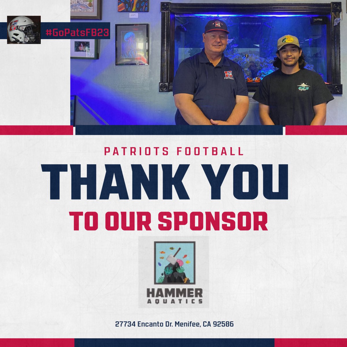 Thank You for your sponsorship! We appreciate the community support! #GoPatsFB23