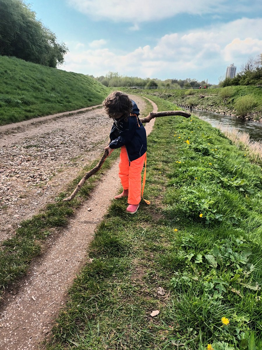 #ThereSheGoes got me thinking, what does #rarechromo #rarechromosome look like? Sheer determination like this, carrying a stick way too big for him but carry it he must 😂 #idic15 #dup15q