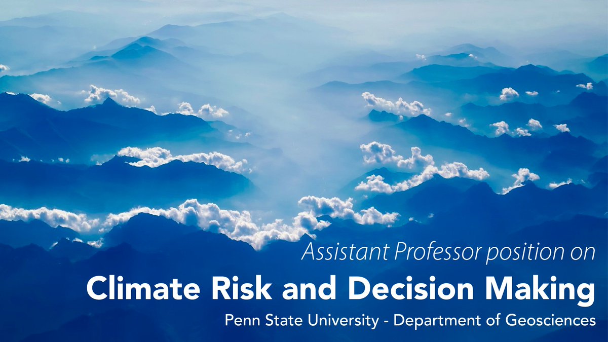 We're hiring! 🏫🌍 Looking for an Assistant Professor studying climate risks and decision making! Areas of interest include (among others): drivers of climate risks, impacts, planning and adaptation. Start date as early as July 2024! @earth_jobs psu.wd1.myworkdayjobs.com/PSU_Academic/j…