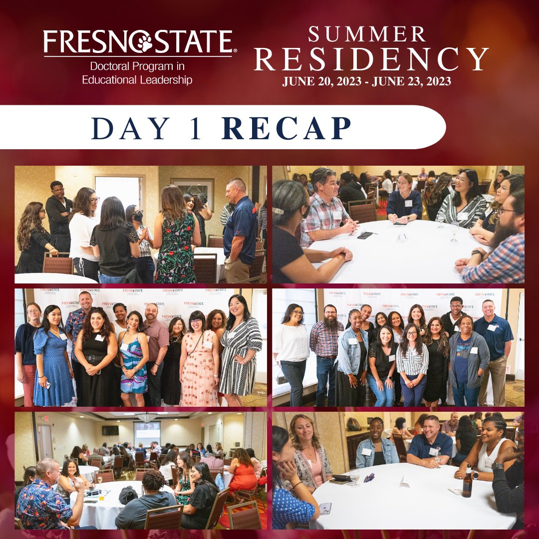 Summer Residency 2023 - Day 1 Recap! We were so excited to welcome our students yesterday with a reception 🎉 This week is full of activities to support our students! Follow us on IG (@eddfresnostate) to see more! #EdDSummerResidency23 #EdDFresnoState #EdLeadership