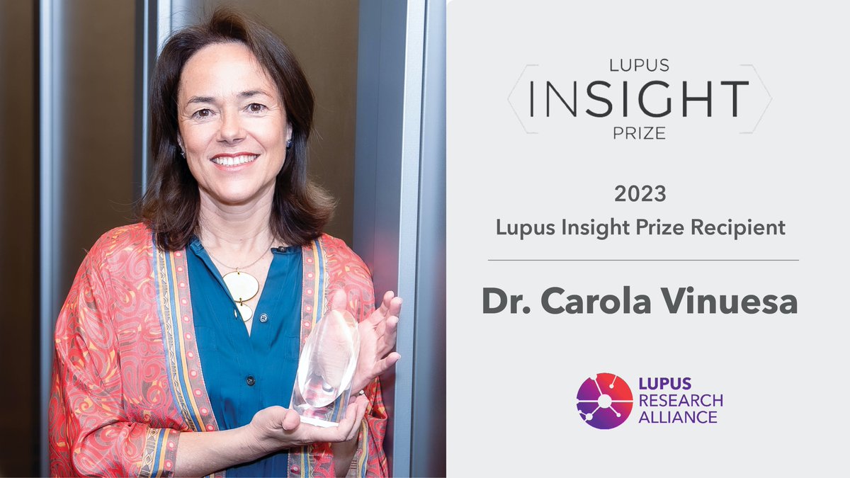 The LRA honors the 2023 Lupus Insight Prize Recipient Carola Vinuesa, MD, PhD, of @TheCrick Institute for discovering a specific gene variant that causes lupus in some patients. 🧵1/3