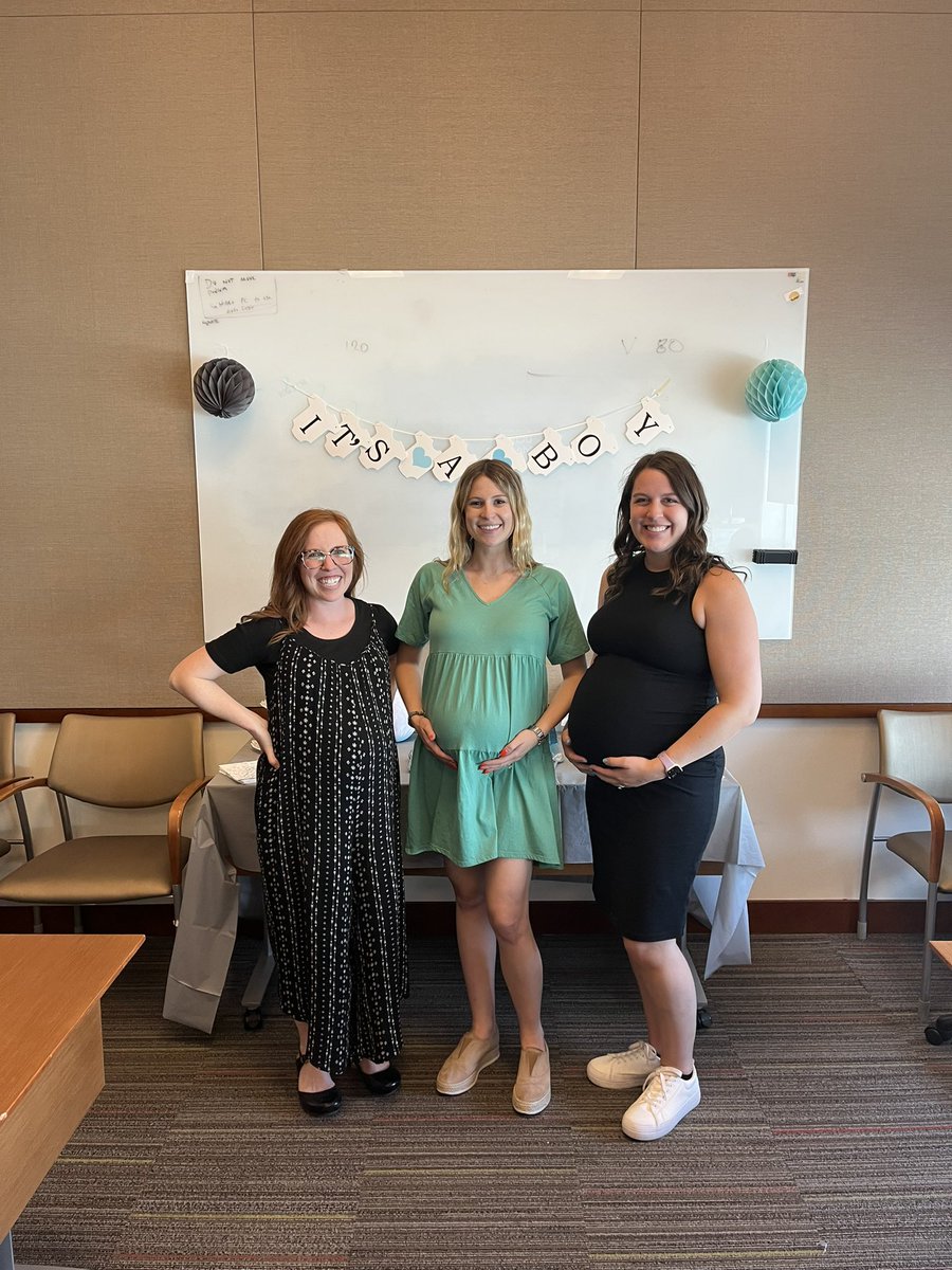 UChicagoHearing's tweet photo. This week, we celebrated the soon-to-be growing families of several of our team members. Caitlin Egan (SLP) and Drs. Hudson, Natkin, and Johnson (Audiology)  will ALL be having boys in the next couple of months!

We look forward to meeting their new family additions! https://t.co/jy3wliB87n