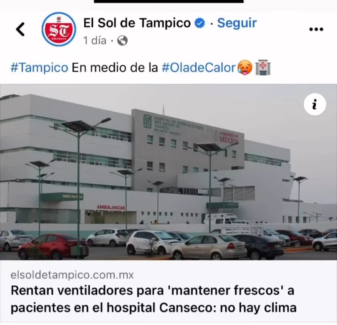 Cuántos ventiladores se pueden comprar con 5  millones de pesos que se van a gastar las corcholatas en hacer su campaña ILEGAL ⁉️
En el hospital CANSECO de Tampico no hay clima.
#TantitaMadre