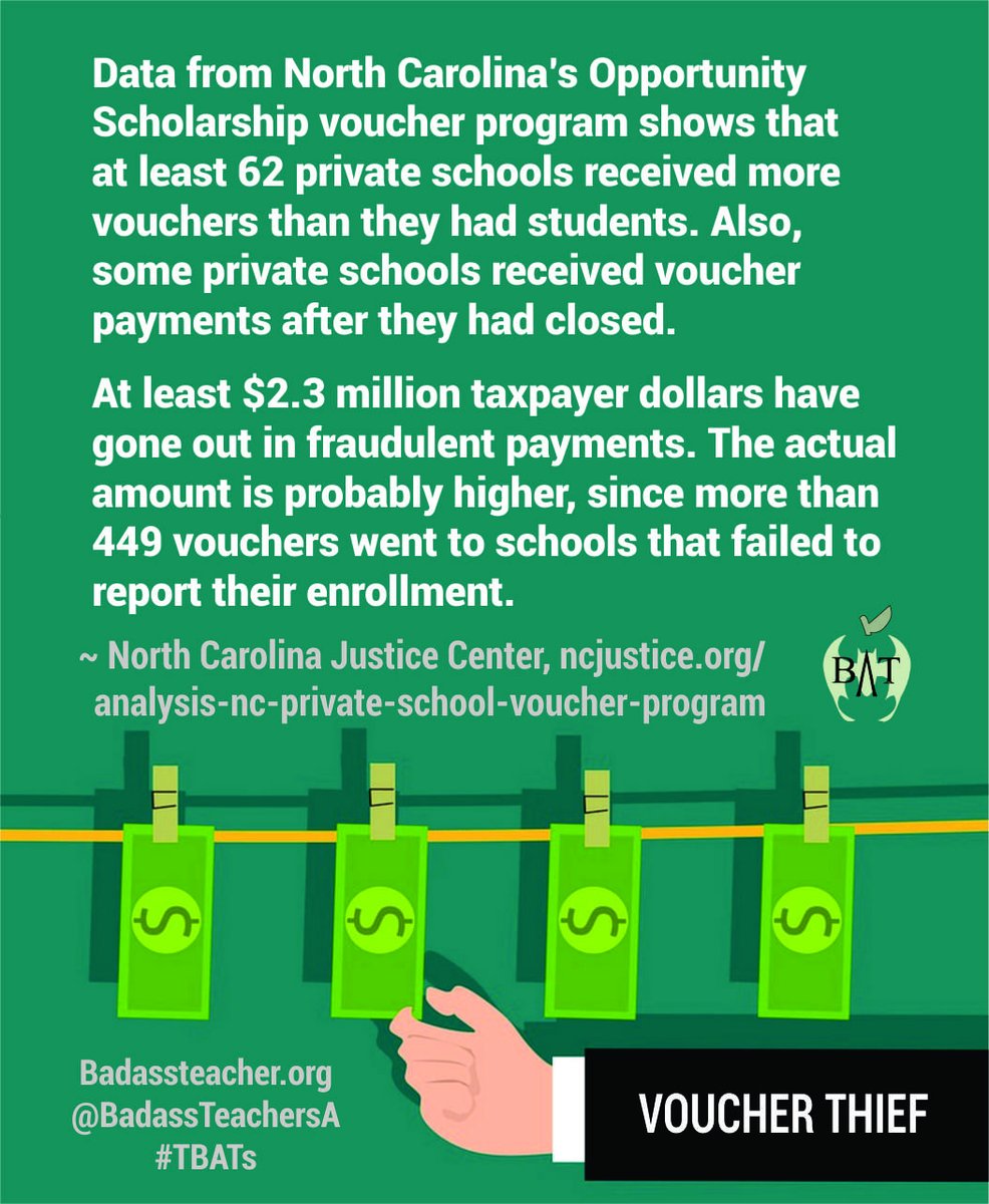 Arizona Bats (@azbatsa) on Twitter photo #Vouchers programs are ripe for fraud. They are poorly controlled by design. What's happening in NC is not unique. Arizona is worse! ncjustice.org/analysis-nc-pr… #TBATs <a href="/UtahBATs/">UtahBATs</a> <a href="/NewMexicoBATs/">NewMexicoBATs</a> <a href="/NVBats/">NVBATs</a> <a href="/ColoradoBATsA/">ColoradoBATsA</a> <a href="/CaliBats/">Cali Bats</a> <a href="/WaBATs_/">Wa Badass Teachers A</a> <a href="/hawaiibats/">@HawaiiBATs</a> <a href="/AlaskaBATs/">AlaskaBATs</a> <a href="/OregonBATs/">OregonBATs</a> #Vouchers programs are ripe for fraud. They are poorly controlled by design. What's happening in NC is not unique. Arizona is worse! ncjustice.org/analysis-nc-pr… #TBATs <a href="/UtahBATs/">UtahBATs</a> <a href="/NewMexicoBATs/">NewMexicoBATs</a> <a href="/NVBats/">NVBATs</a> <a href="/ColoradoBATsA/">ColoradoBATsA</a> <a href="/CaliBats/">Cali Bats</a> <a href="/WaBATs_/">Wa Badass Teachers A</a> <a href="/hawaiibats/">@HawaiiBATs</a> <a href="/AlaskaBATs/">AlaskaBATs</a> <a href="/OregonBATs/">OregonBATs</a>
