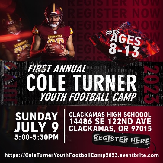 Come get better for a day at my first annual youth football camp at Clackamas High School. Sign up is live now. Link in bio 🏈