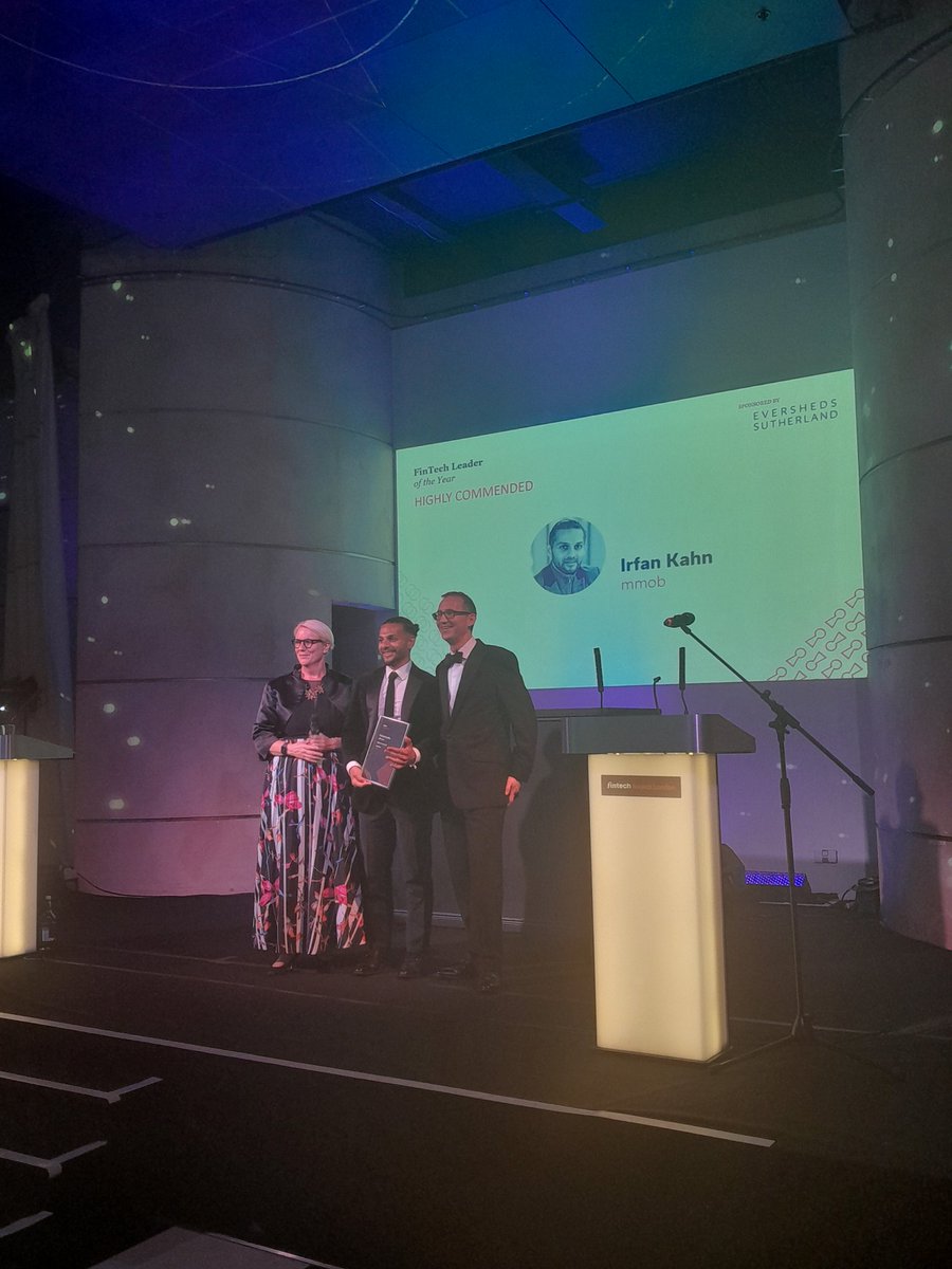 Highly Commended FinTech Leader of the Year is Irfan Kahn from <a href="/mmob_fintech/">mmob</a> 👏
#fintechawardslondon