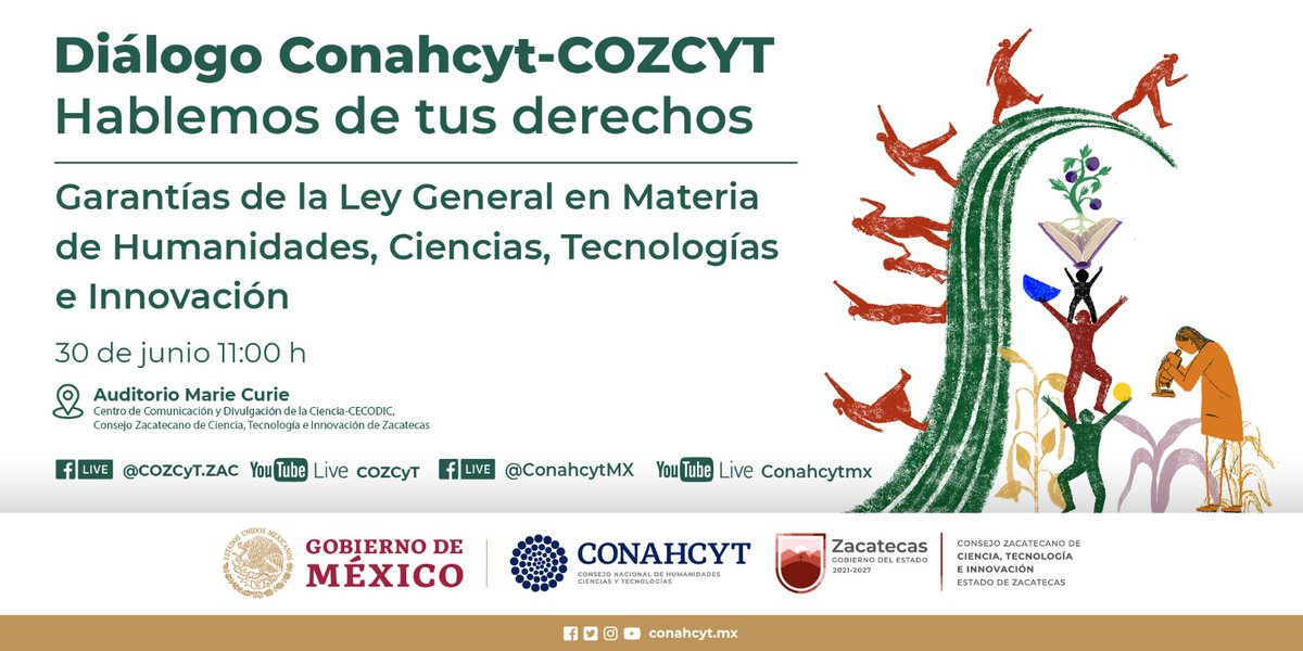 Con el objetivo de brindar información sobre los cambios y actualizaciones en la normatividad relativa a la #HCTI, #COZCyT llevará a cabo el "Foro informativo sobre la Ley General en Materia de Humanidades, Ciencias, Tecnologías e Innovación", con el apoyo del @Conahcyt_Mex.