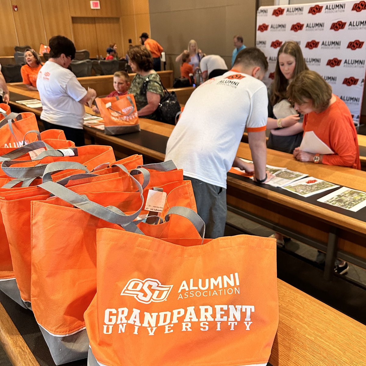 OKStateAlumni's tweet photo. Twice as nice! 🤩 We’re excited to welcome our second group of Grandparent University attendees this week! 

They enjoyed a Cowboy Carnival hosted by Legacy Village of Stillwater this afternoon, and we’ve got Paint Pete Night later on this evening! 🤠

#GPU23 #okstate https://t.co/YJjQHsORLZ