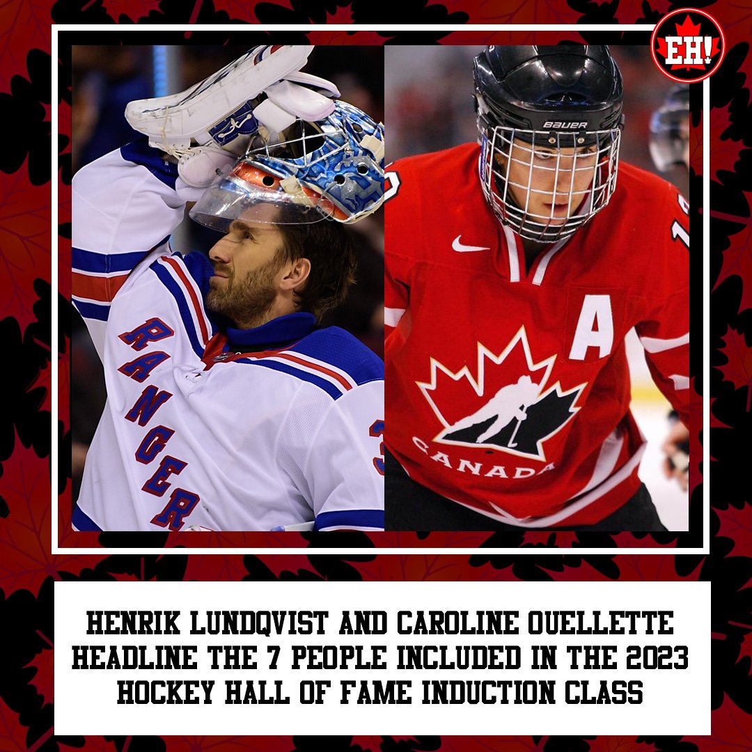 theehsports's tweet photo. The Hockey Hall of Fame announced their inductees for the class of 2023. The seven people included are:

-Henrik Lundqvist
-Tom Barasso
-Caroline Ouelette
-Pierre Turgeon
-Mike Vernon
-Ken Hitchcock
-Pierre Lacroix https://t.co/ICgQMuUU2D