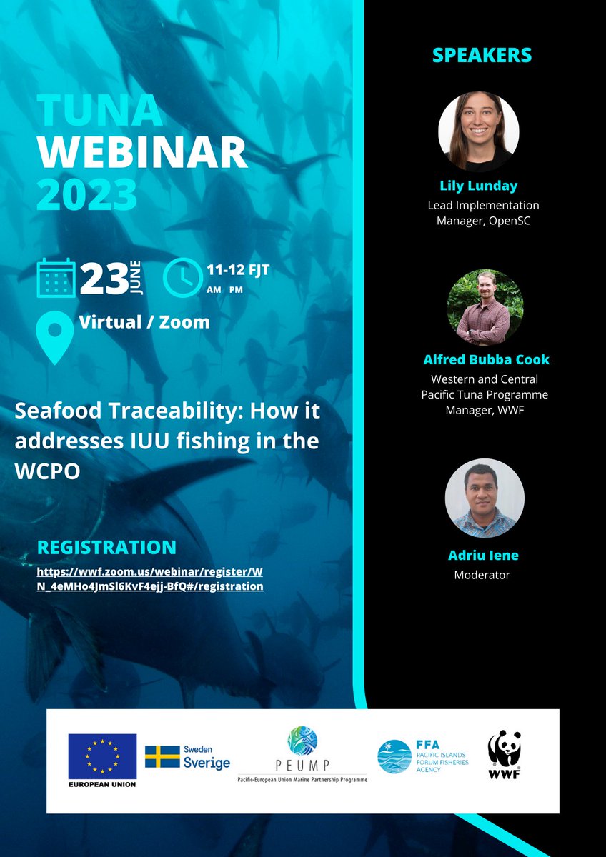 📢 Join us tomorrow for an interactive webinar on seafood traceability & combating IUU fishing in the Western and Central Pacific Ocean (WCPO). Don't miss out on the insights from experts in the field! Register now: wwf.zoom.us/webinar/regist…

 #IUUFishing #SeafoodTraceability #WCPO