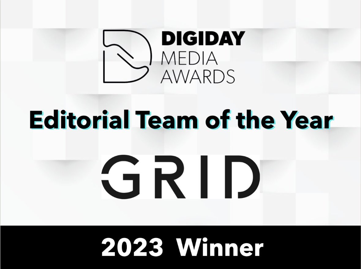 PerrinD's tweet photo. Congratulations @lkmcgann and the whole Grid team! Thank you @Digiday for this recognition of Grid’s work. https://t.co/leKhvJzGQz https://t.co/JB1LHpDVKa