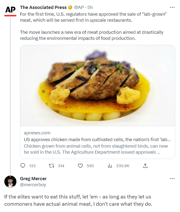 Swann Marcus on Twitter ""I don't care if lab grown meat tastes exactly the same, is