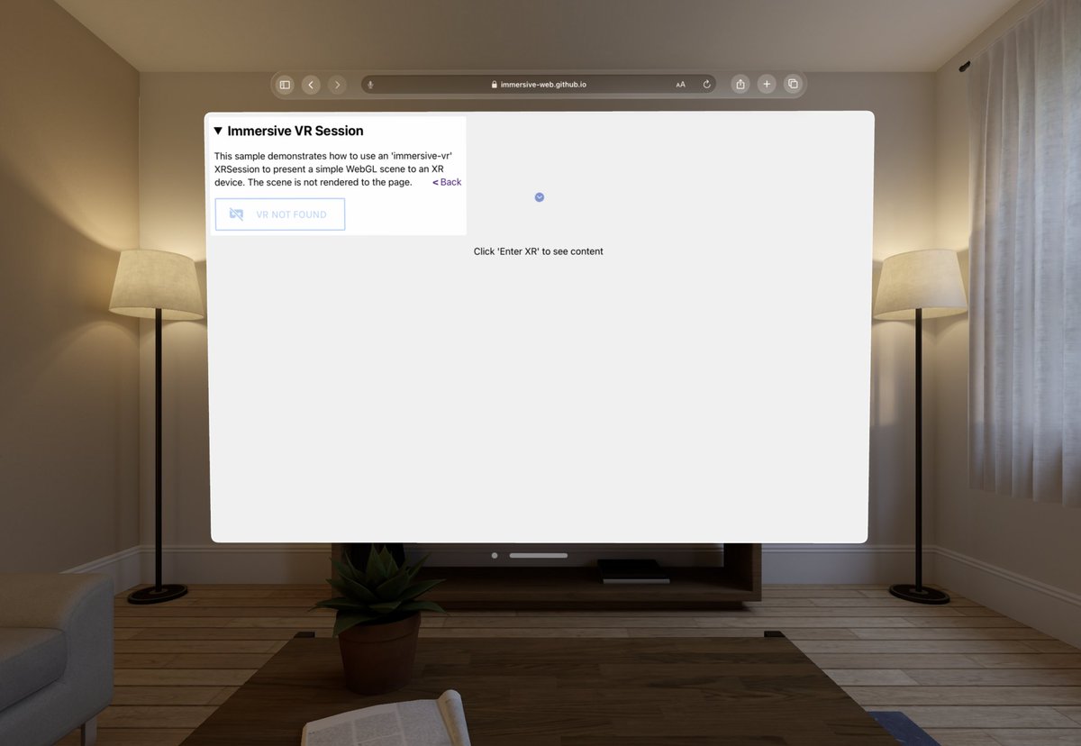 WebXR does not seem to work on Apple Vision Pro #visionOS