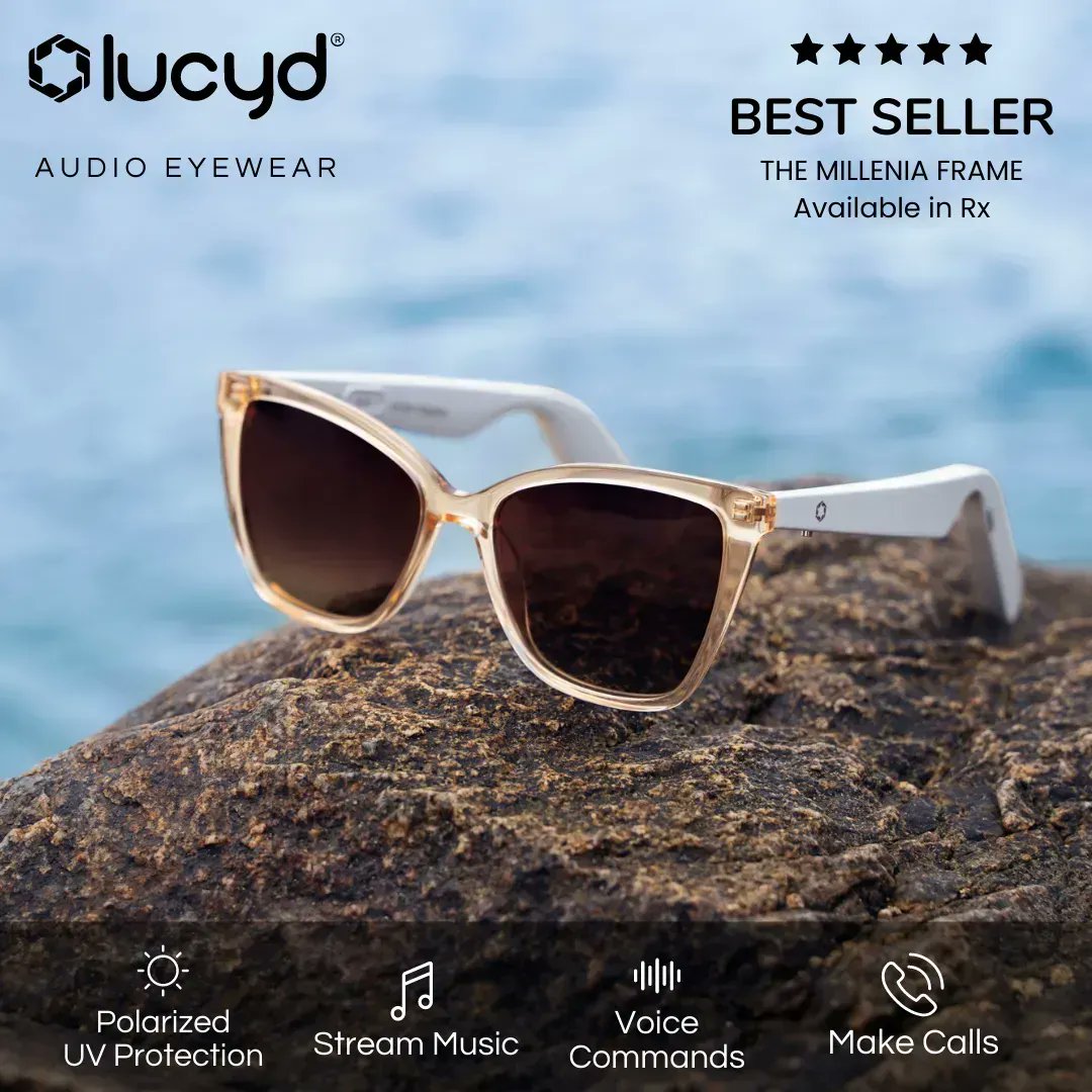 🌊🕶️ Make waves with our best-selling Millenia audio eyewear frames at the beach this summer. 🏖️ Experience unmatched style and immersive sound on your sunny adventures. ☀️🎶 #miami #fashion #eyewear #sunglasses #smartglasses #305 #smarteyewear