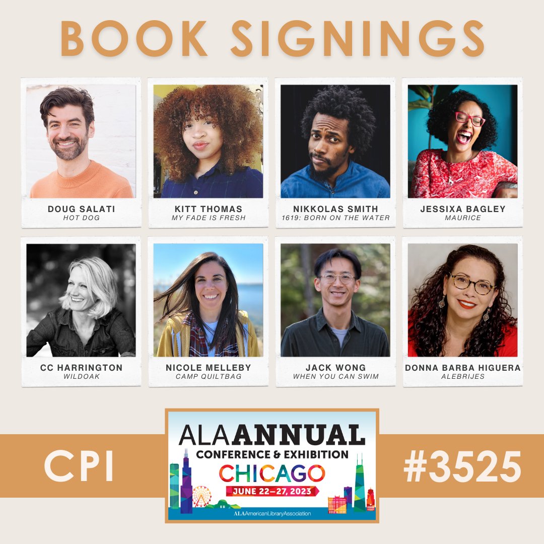 Check out our author/illustrator lineup for ALA this week! Turn on our post notifications to get daily reminders for all our book signings June 23-26! 📚

#ALA #ALAAC23 @ALALibrary @ALAConferences