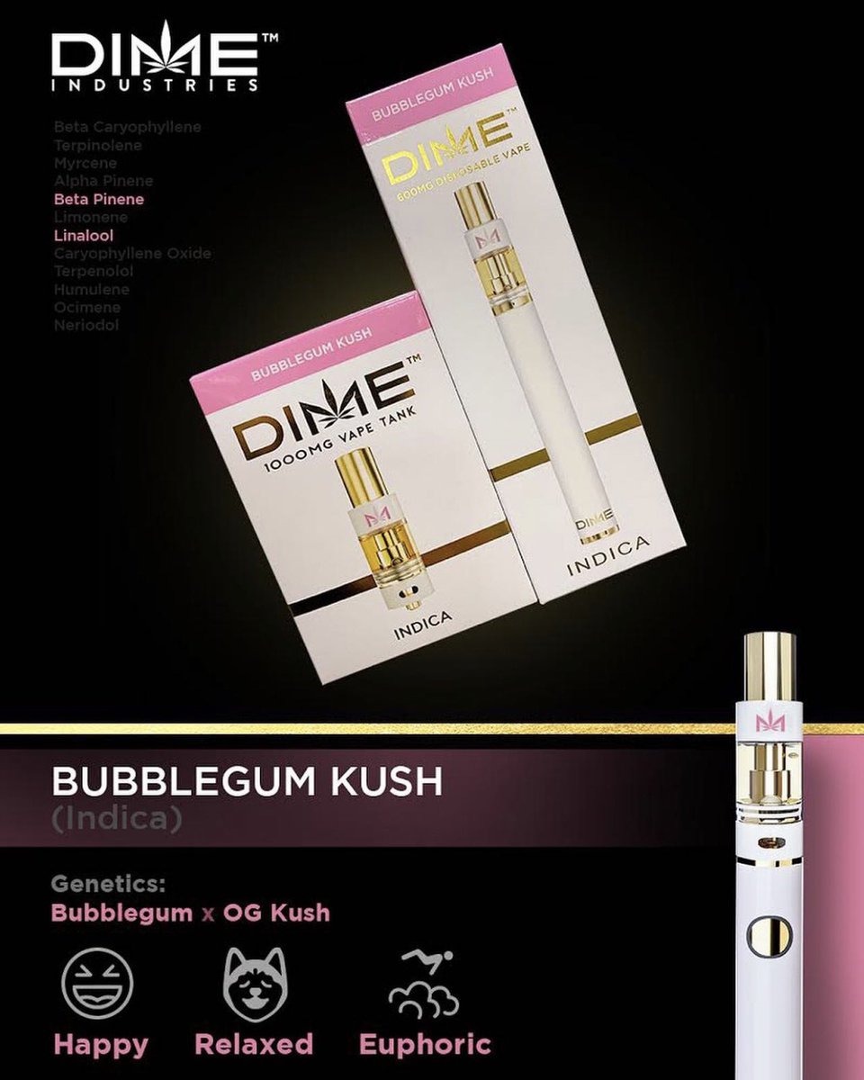 GreenGoddess_CA's tweet photo. Originating from the Netherlands, Bubblegum K*sh is a cross between the old-school bubblegum strain and an unsolicited k*sh phenotype. The flavor profile contains a sweet, fruity bubblegum flavor followed by kushy undertones on the exhale! 😋💖 @dime_industries https://t.co/57oCOvXGrL