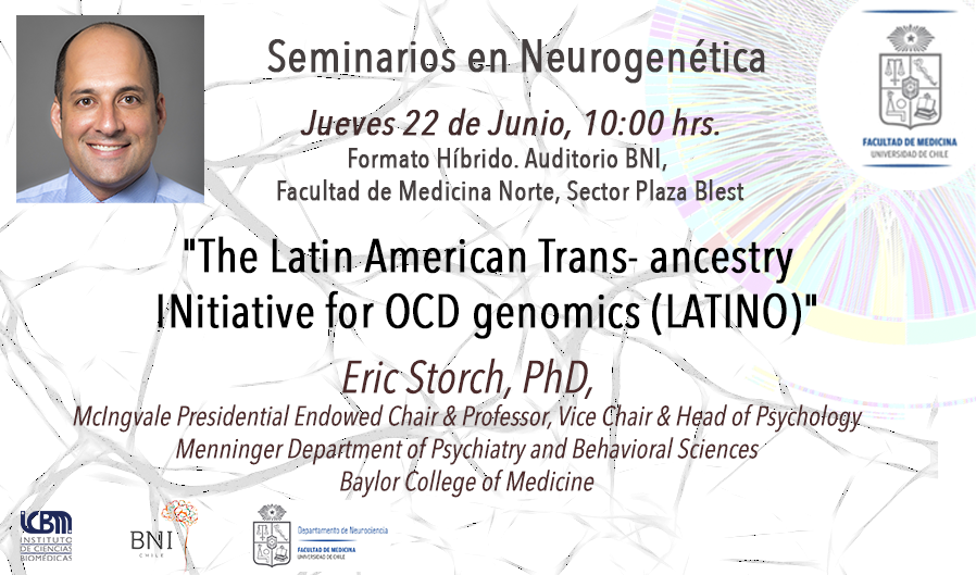 olguinfly's tweet photo. No se pierdan a Eric Storch mañana a las 10:00 , nos contará de LATINO, la iniciativa que estudia las bases genéticas del TOC en nuestra región. Estaremos en vivo desde la Facultad de Medicina de Universidad de Chile @MedicinaUChile @ICBM_UChile @sochigen @socbiologia https://t.co/TNOFkznasv