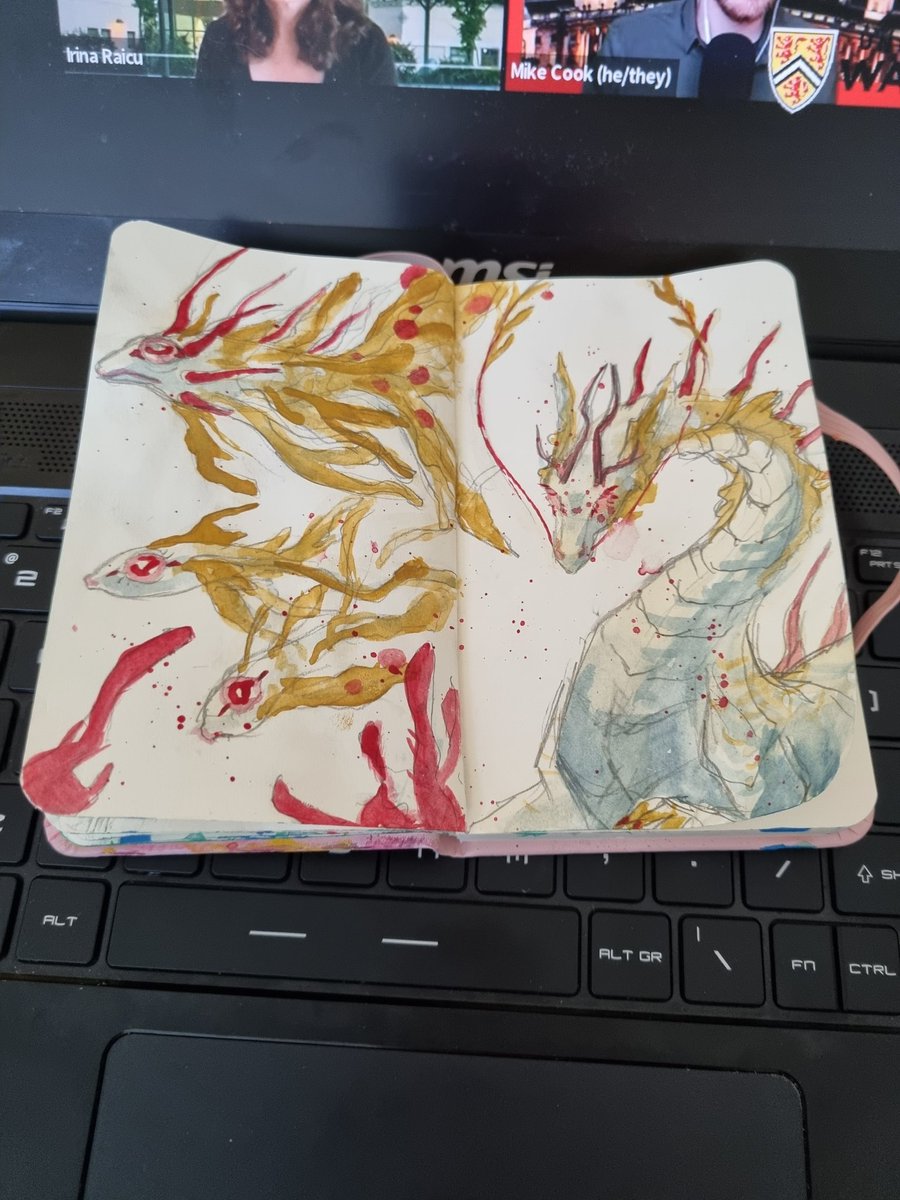 pafagaukur's tweet photo. i painted fish and a dragon during the #iccc industry panel, i really like fish that look scrunkly 🫡😊 the panel was nice https://t.co/14VQspaDmk