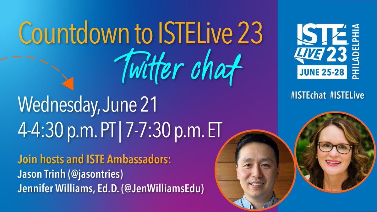 50-minute countdown to our 'Countdown to #ISTELive' Twitter chat ---> #ISTEChat @ISTEofficial @jasontries #ISTEAmbassador #sponsored #TeachBoldly #TakeActionEdu