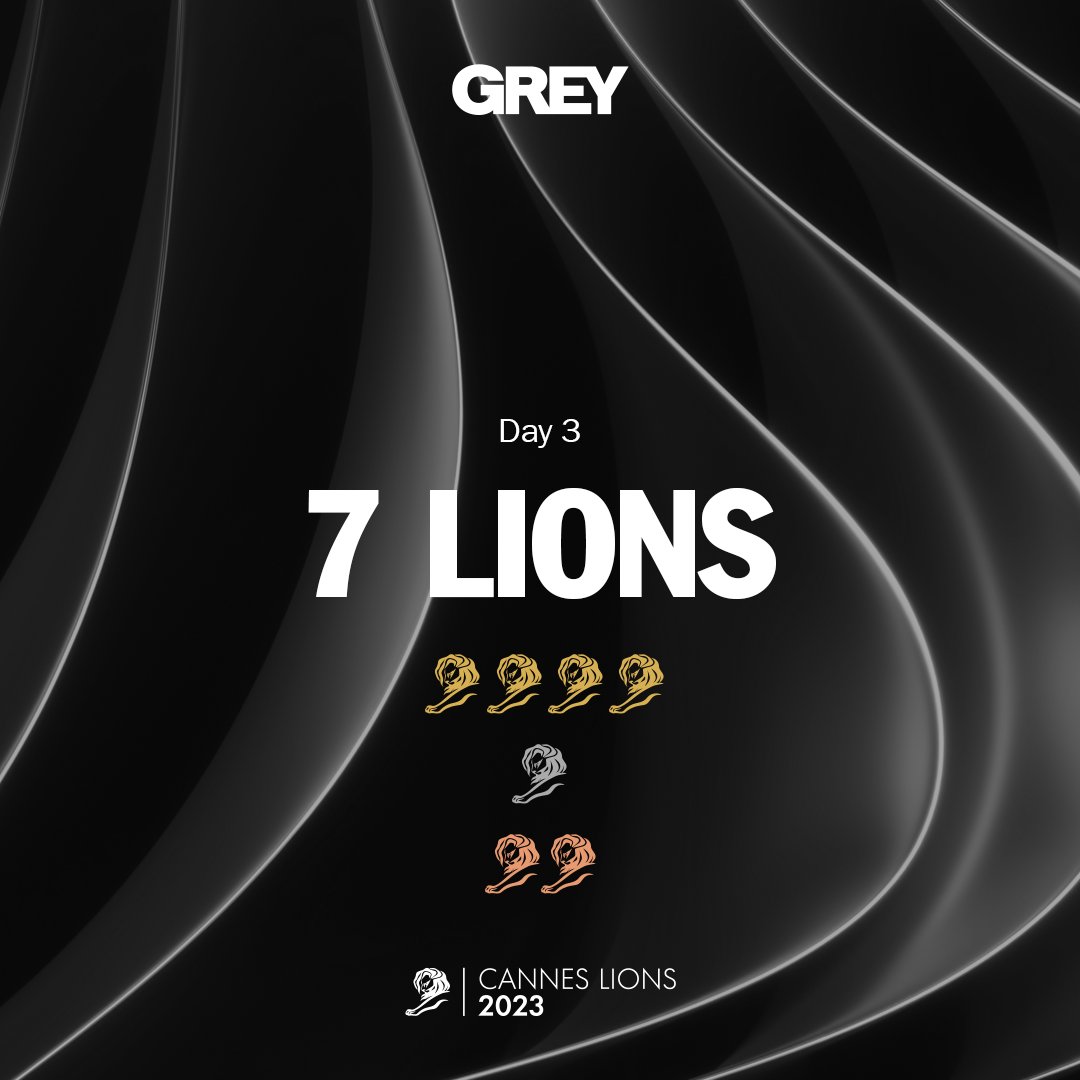 Bravo! On day 3 of @Cannes_Lions, Grey took home 7 Lions across the Direct and PR categories! Huge shoutout to Grey Brazil and Grey New York, and a big round of applause for @GreyArgentina, who took home 4 Golds today for The Postponed Day 🎊
#GreyCannes #WPPCannes #CannesLions70