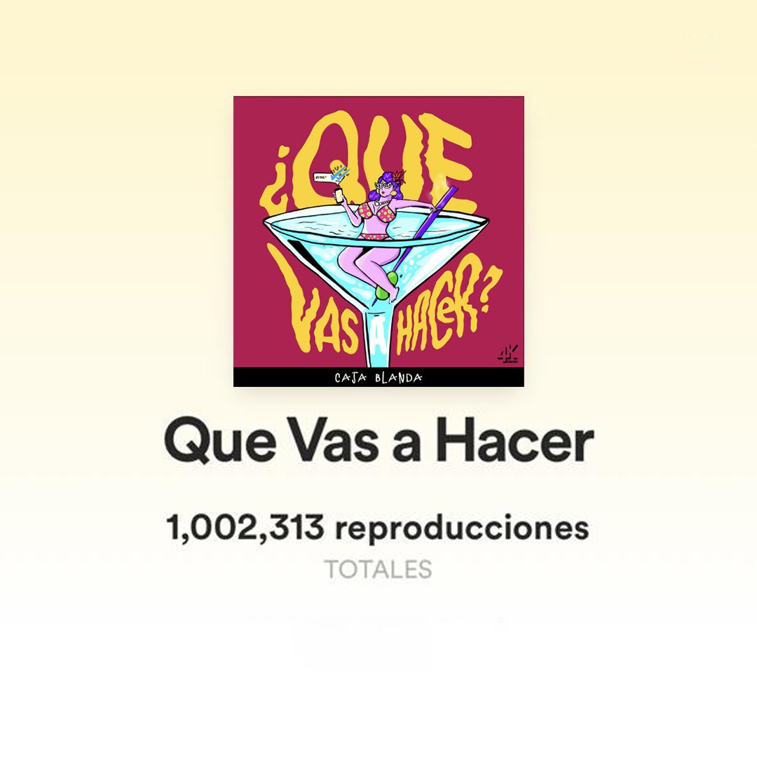 cajablanda's tweet photo. DIA DEL MILLÓN! 🔥 “Que vas a hacer” con +1M de reproducciones en @spotify 💚 Gracias a cada uno por ser parte de todo esto 🫶🫶🫶🫶 https://t.co/YVqJABLcEC