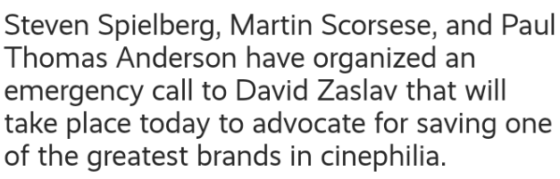 When you disappointed some of the most iconic filmmakers to a network that's made for airing classic films, you know you screwed up. Over the year, Zaslav caused a problem on WGA, got booed on during his picket speech, and is now facing from the TCM layoffs.

#FireDavidZaslav