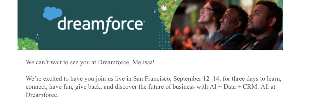 Salesforce Dreamforce 2023! 😍 See y’all there!

#DF23