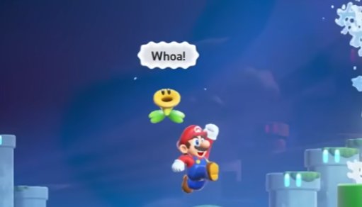Gameplay is not final, but it seems like Super Mario Bros. Wonder is teasing that they will in fact spell "whoa" correctly. A definitive statement for the swan song of the Nintendo Switch.