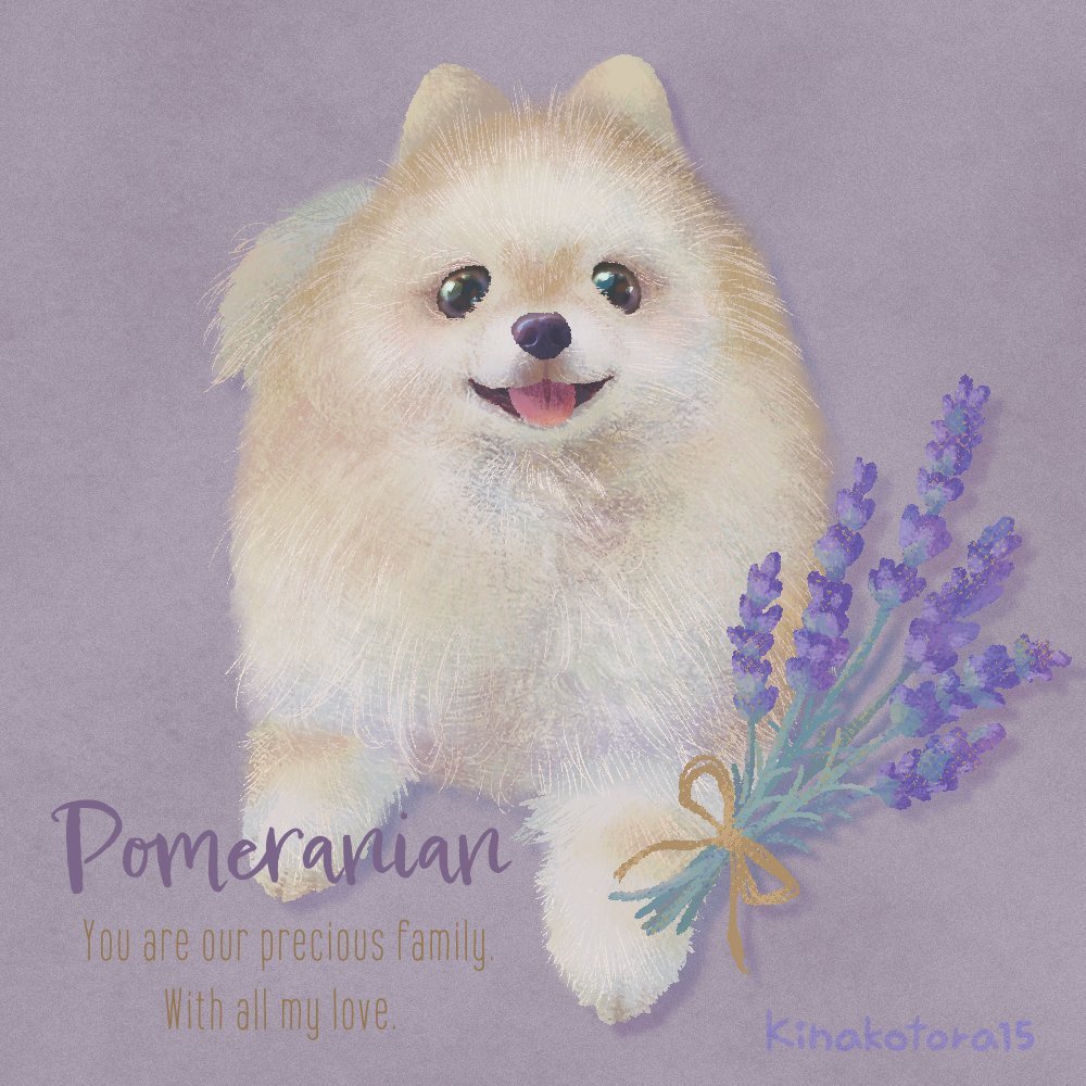 ペットの似顔絵イラスト練習中3🐕
ポメラニアンとラベンダー🌸