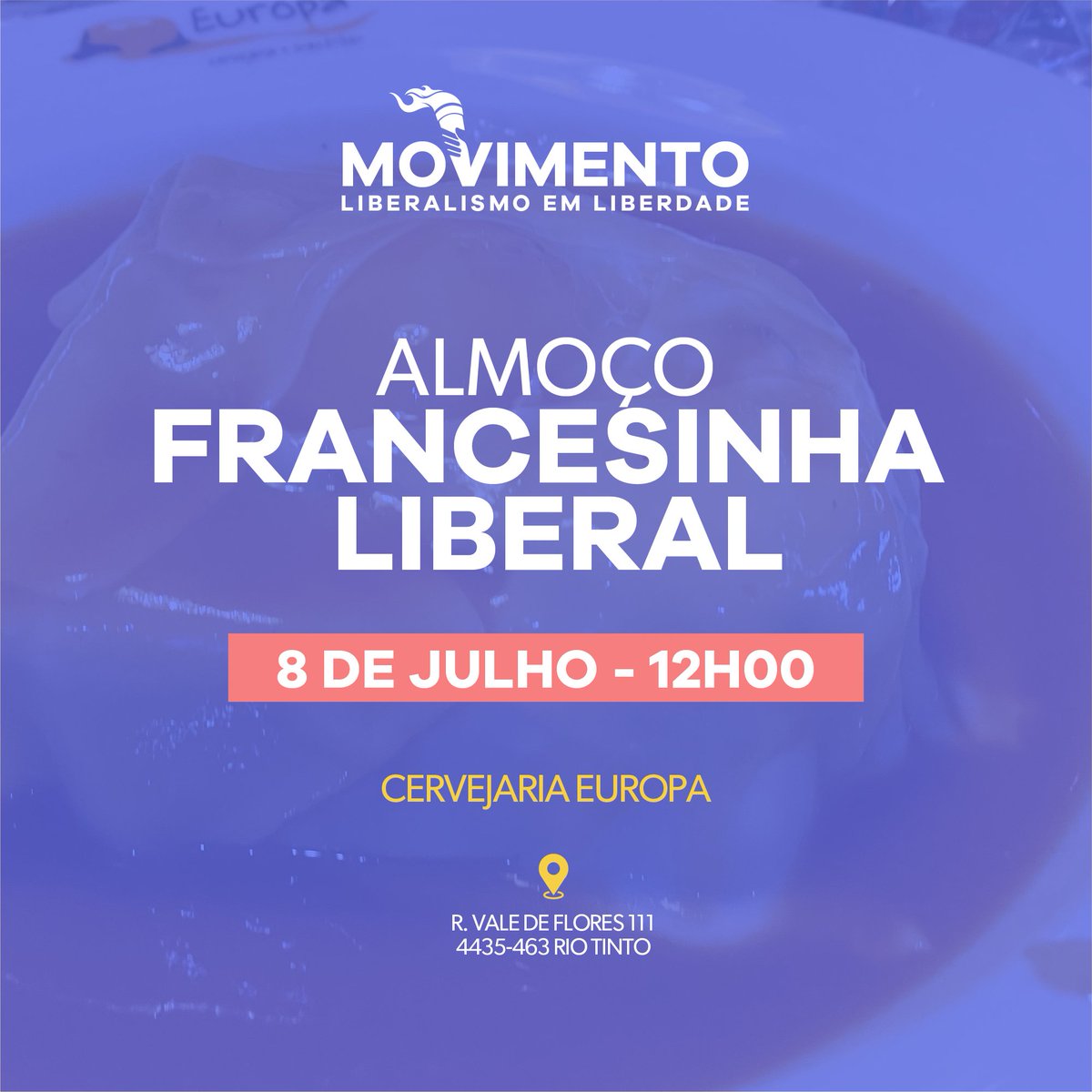 No dia 8 de julho vamos todos almoçar um Francesinha na Cervejaria Europa no Porto! Pretende-se um almoço descontraído, informal e onde todos se possam sentir em casa.

O preço por pessoa do menu é de 20€

É necessária inscrição e pré-pagamento.

forms.gle/wetWgqjt8JJmEe…