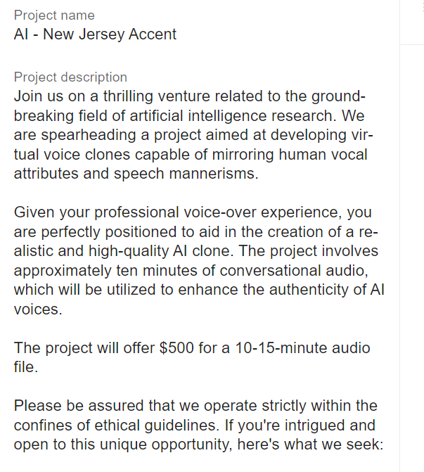 JoeZieja's tweet photo. How about "absolutely fucking not"

If you're a voice actor, or you even like voice actors, I had better not see you auditioning for shit like this. https://t.co/X2pGmWXzAL