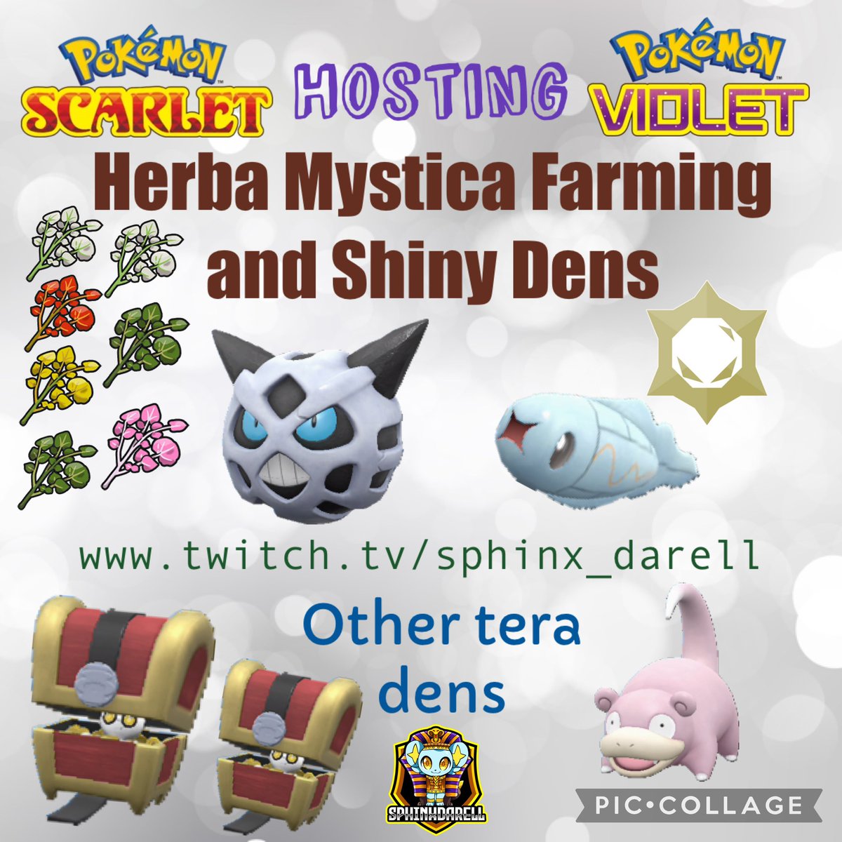 SphinxDarell's tweet photo. HOSTING Shiny TERA RAID DENS #Pokemon #shiny #PokemonScarletandviolet #ShinyPokemon  #PokemonScarletViolet #PokemonScarlet #PokemonViolet #Nintendo 

HERBA MYSTICA FARMING and Shiny Pokemon Tera Dens

ENJOY and HAVE FUN! 
https://t.co/dO3XjVFe1o

Discord: https://t.co/JiWn1lGd7o https://t.co/X851IzyOYb