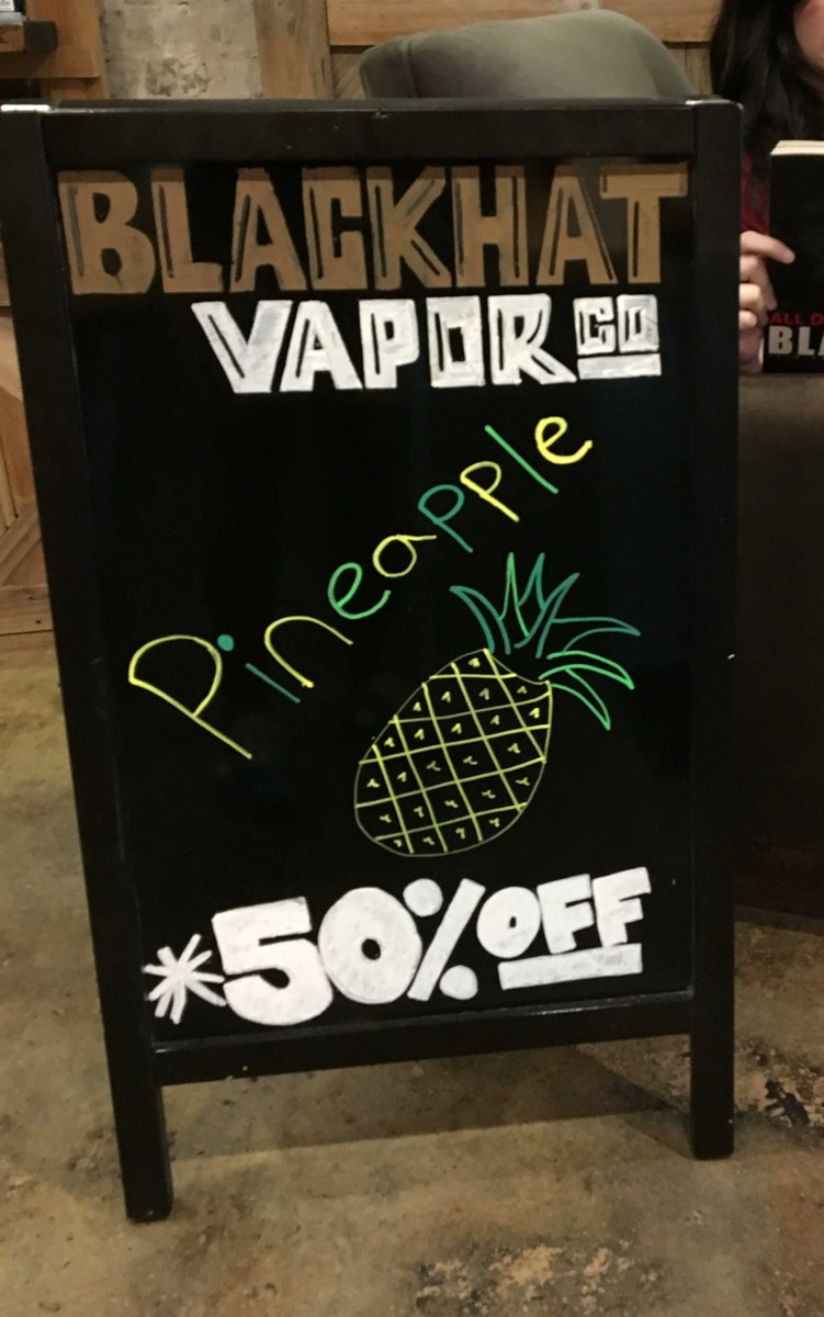 blackhatcigs's tweet photo. Pineapple is the Flavor of the Week: The name says it all, and it's 50% off all week at the shops!
————⠀⠀⠀
✌️❤️😤⠀⠀⠀
———— https://t.co/BmlvMPr1zh