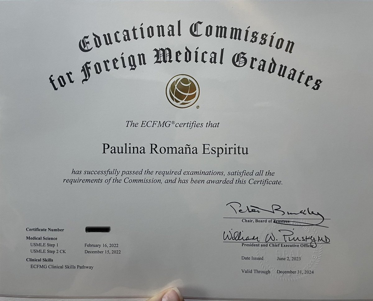 Extremely excited to have my ECFMG certification on my hands! 

Neurology, here I come! #Match2024 #Neurology #neurotwitter